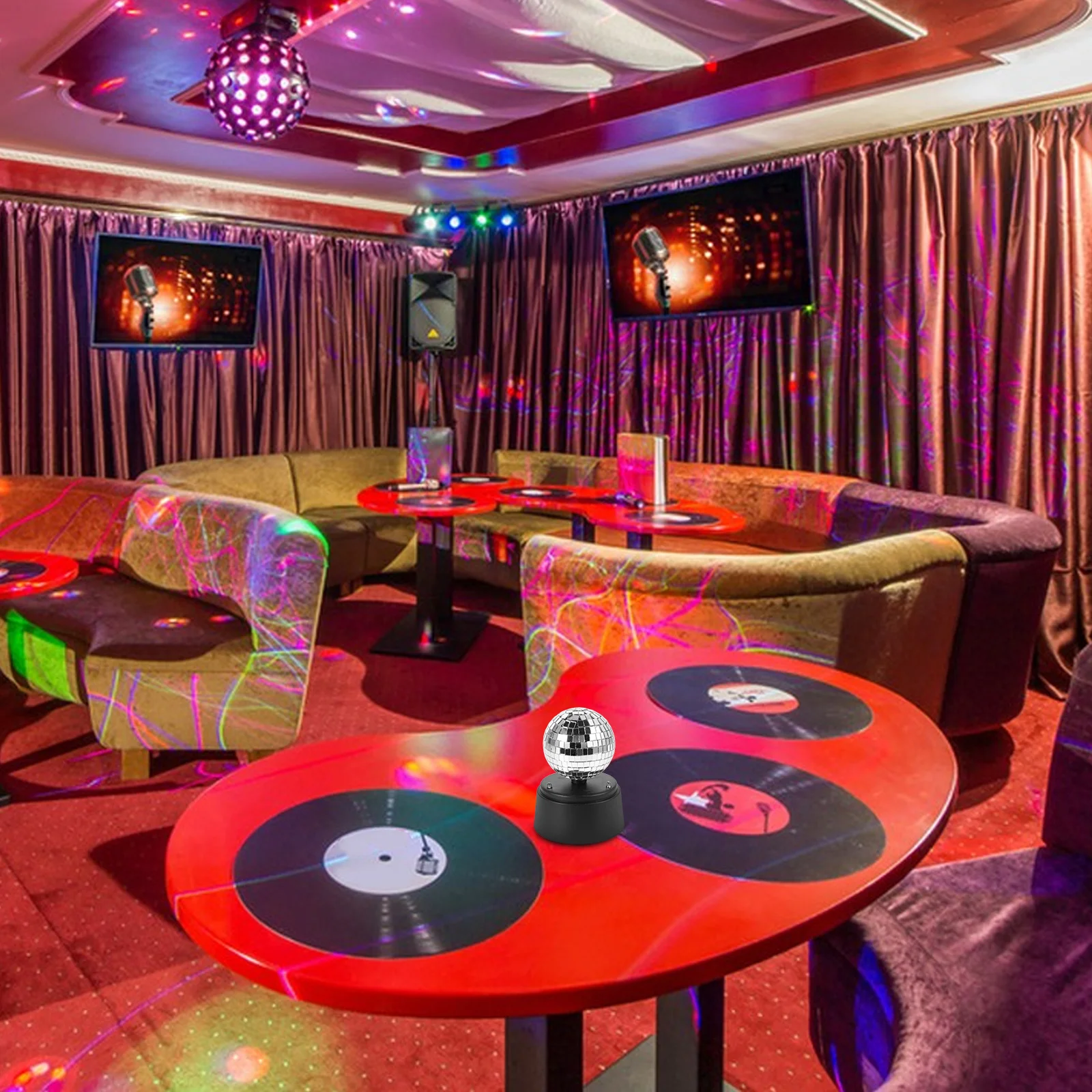 Lampa dyskotekowa LED z obrotową kulką lustrzaną, efekt oświetleniowy do KTV, baru, na imprezy, przenośna, zasilana, dekoracja oświetleniowa sceniczna, szkło.