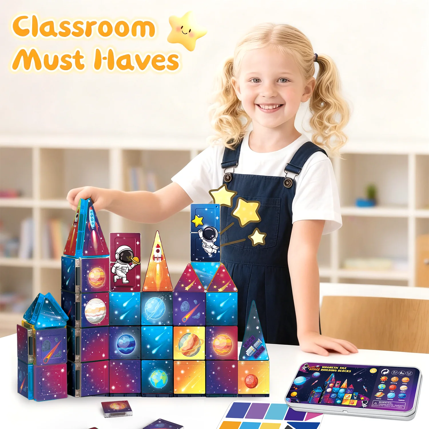 Mini jouet de construction magnétique Système solaire, éléments planétaires, astronaute univers, ensemble de voyage portable, cadeaux de rentrée scolaire