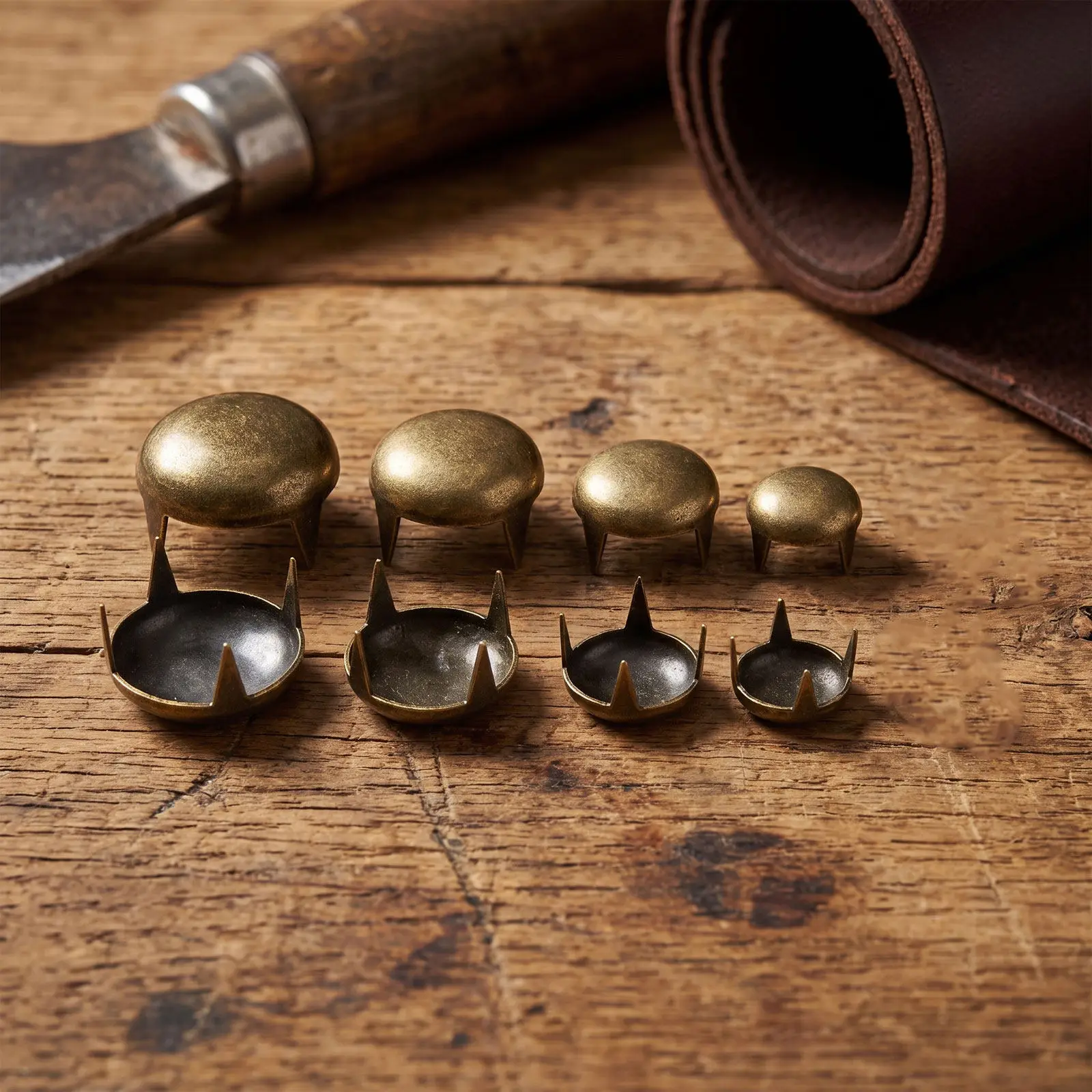 120pcs Round Bronze Dome Studs Metal Punk Spikes Brass Nailheads Four Claw Rivets Craft Clothes Shoes Bracelets Bag Leather