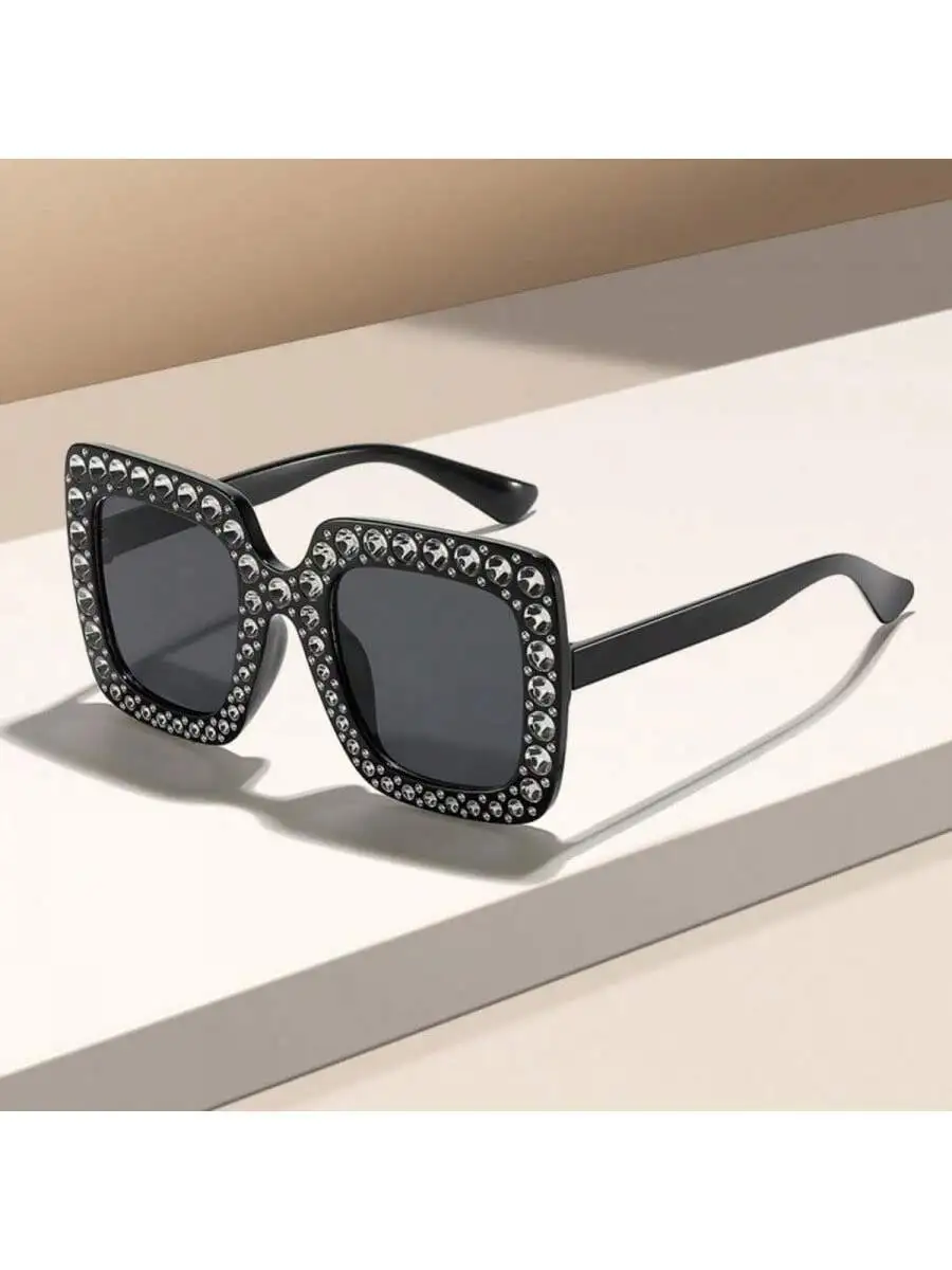 

Модные очки с крупными кристаллами для мужчин и женщин, квадратные толстые оправы, сверкающие стразы, блестящие очки Blingbling Pa.