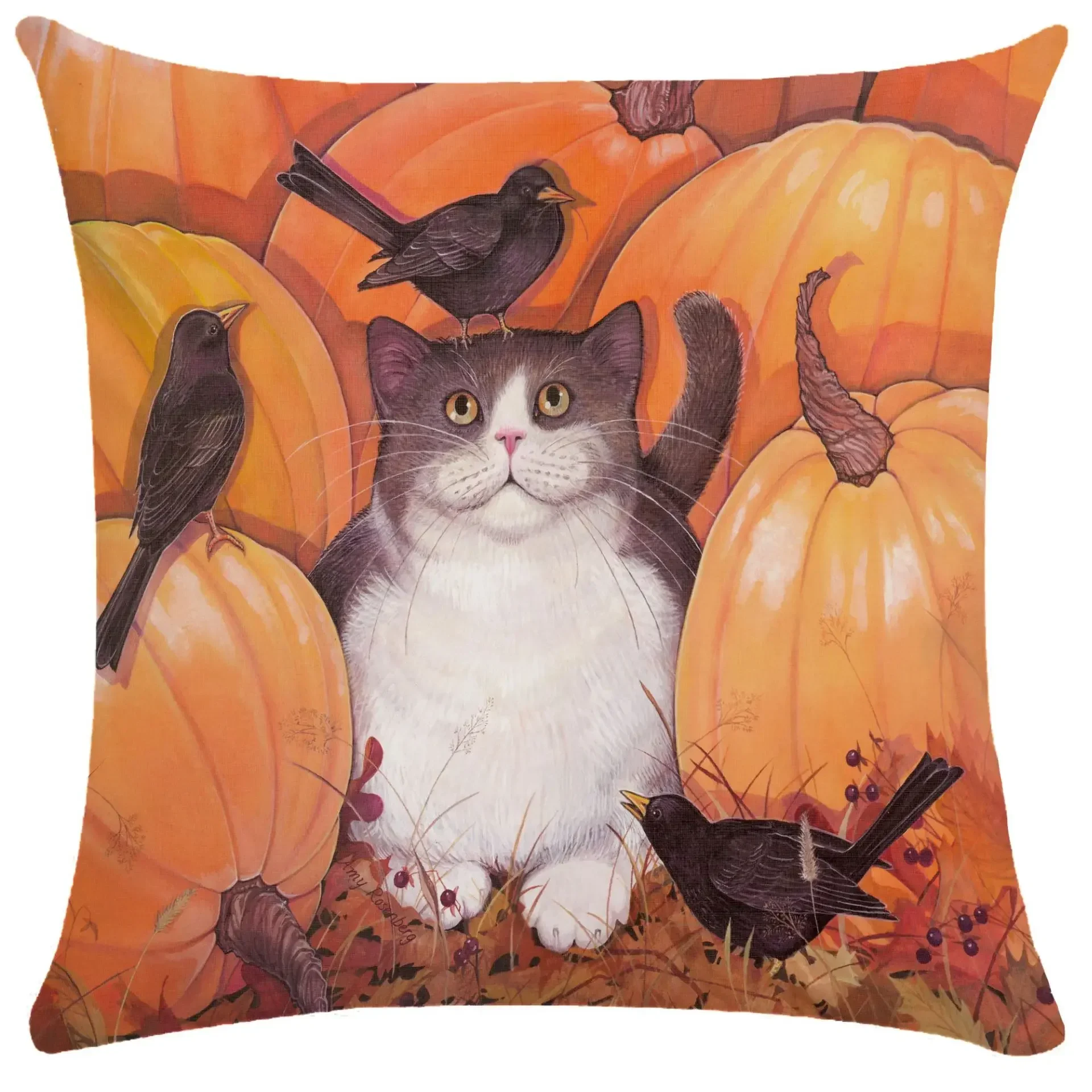 Funda de almohada con diseño de gato divertido, funda de almohada para cama, sofá, sala de estar, 45x45, 40x40cm, 50x50