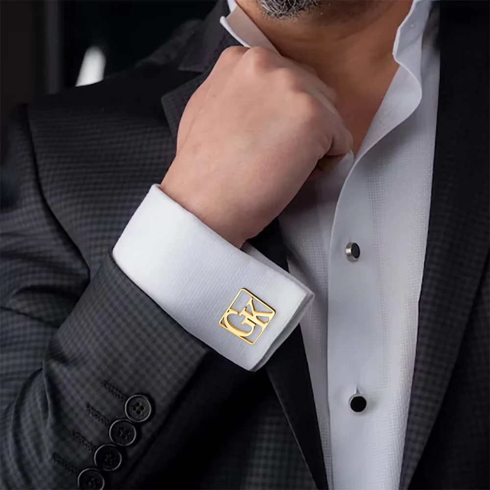 

Custom Double Letter Cufflinks Square Design Can Perfectly Engrave Your Favorite Two Letters Finishing Touch Business Occasions