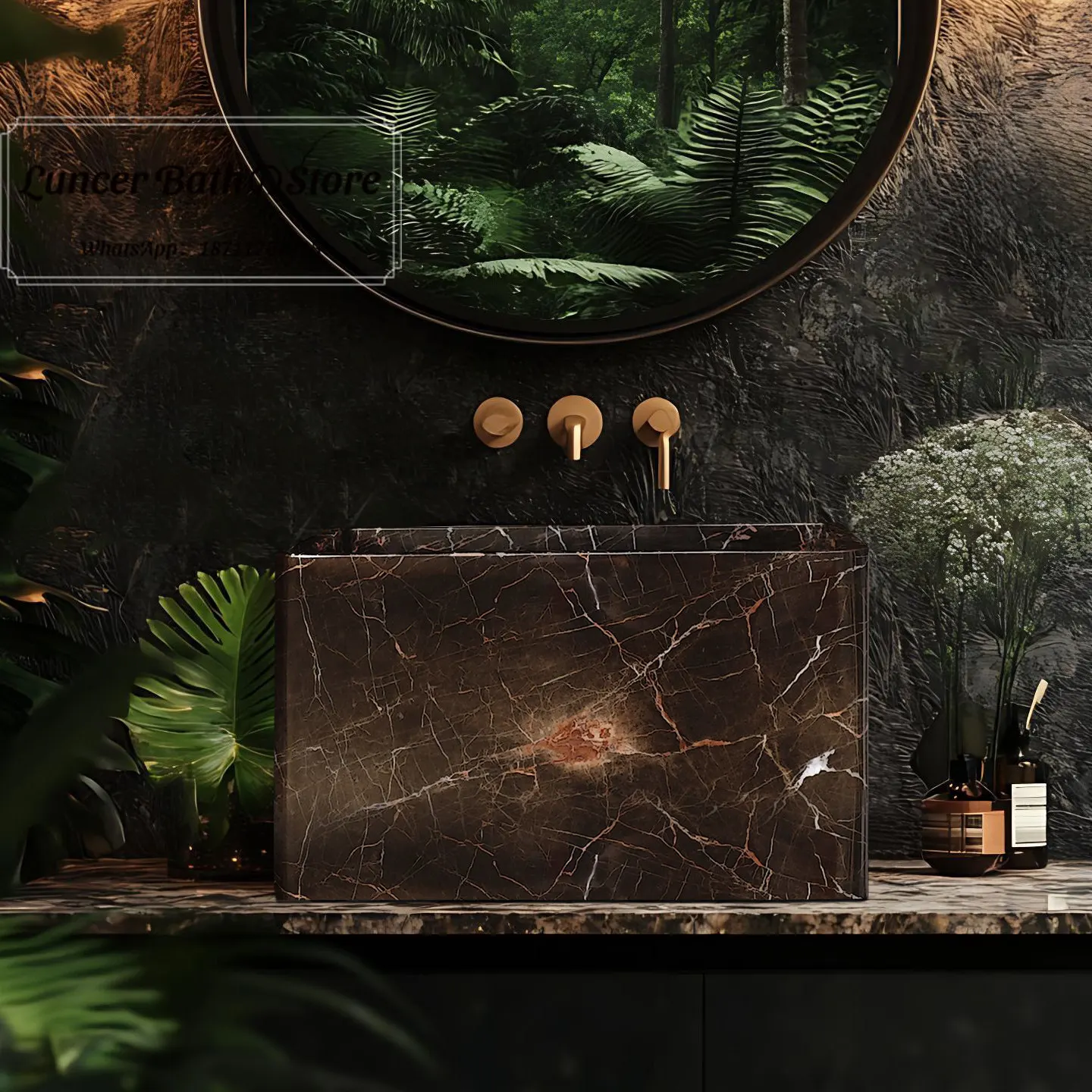 Deepened Heightened Natural Marble Integrated Wash Basin Countertop Laundry Sink Bathroom Stone Vanity Washbowl Combo