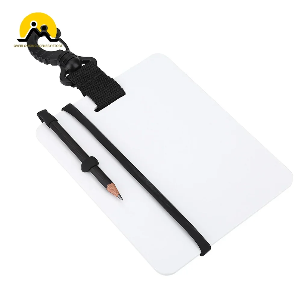 Underwater Writing Slate Board Diving Wordpad Gear Board with Swivel Clip and Pencil for Water Sports Diving Swimming Accessory