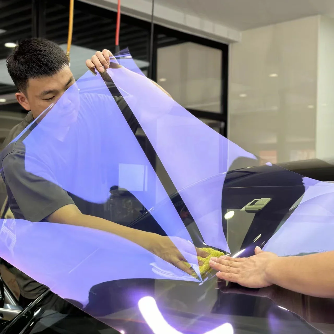 Precio de fábrica, tinte camaleón de 100 pies, 80% VLT, cambio de Color arcoíris, autoadhesivo azul, película Solar para ventana de coche con vista Ultra