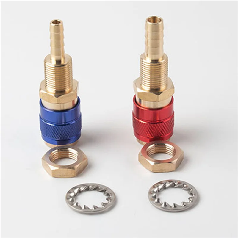 

ABZS 8Pcs 6Mm Water Cooled Air Cooled Gas Water Adapter Quick Connector Fitting For MIG TIG Welding Torch Plug, Blue+Red