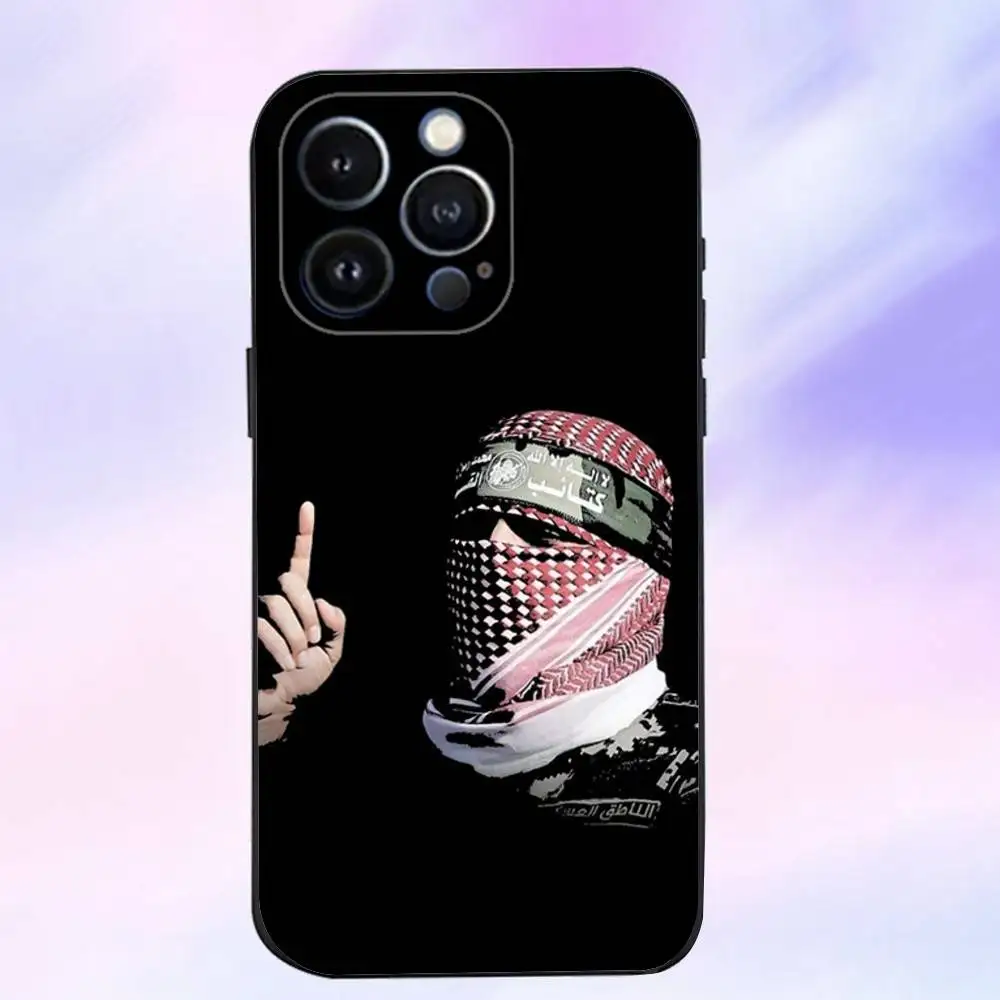 A-Abu O-Obaida iPhoneケース iPhone 16、15、14、13、12、11 Plus、Pro Max、XS、X、XR、SE、Mini、8、7対応 ソフトシリコン製 ブラックカバー