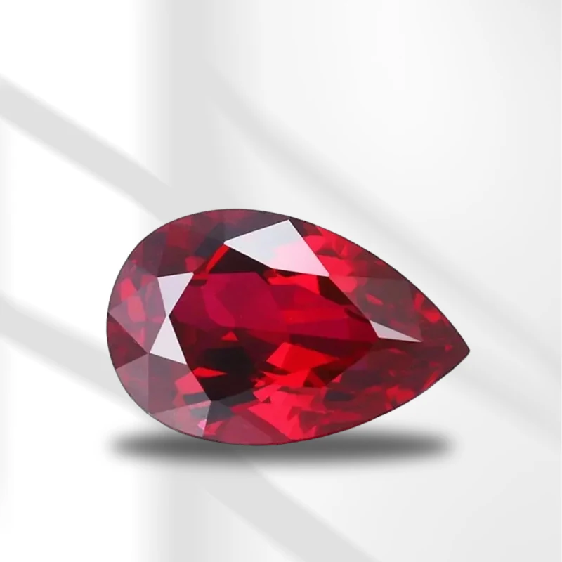 Lab Grown Ruby Pear Cut Pigeon Blood Red Color Loose Gemstone For Jewelry Making  Selectable  Certificate