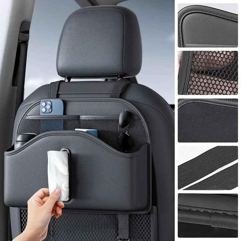 

Car Back Seat Organizer Multi-Functional Seatback Storage Bag Net Pocket Tissue Holder Wear-Resistant Hanging Organizer