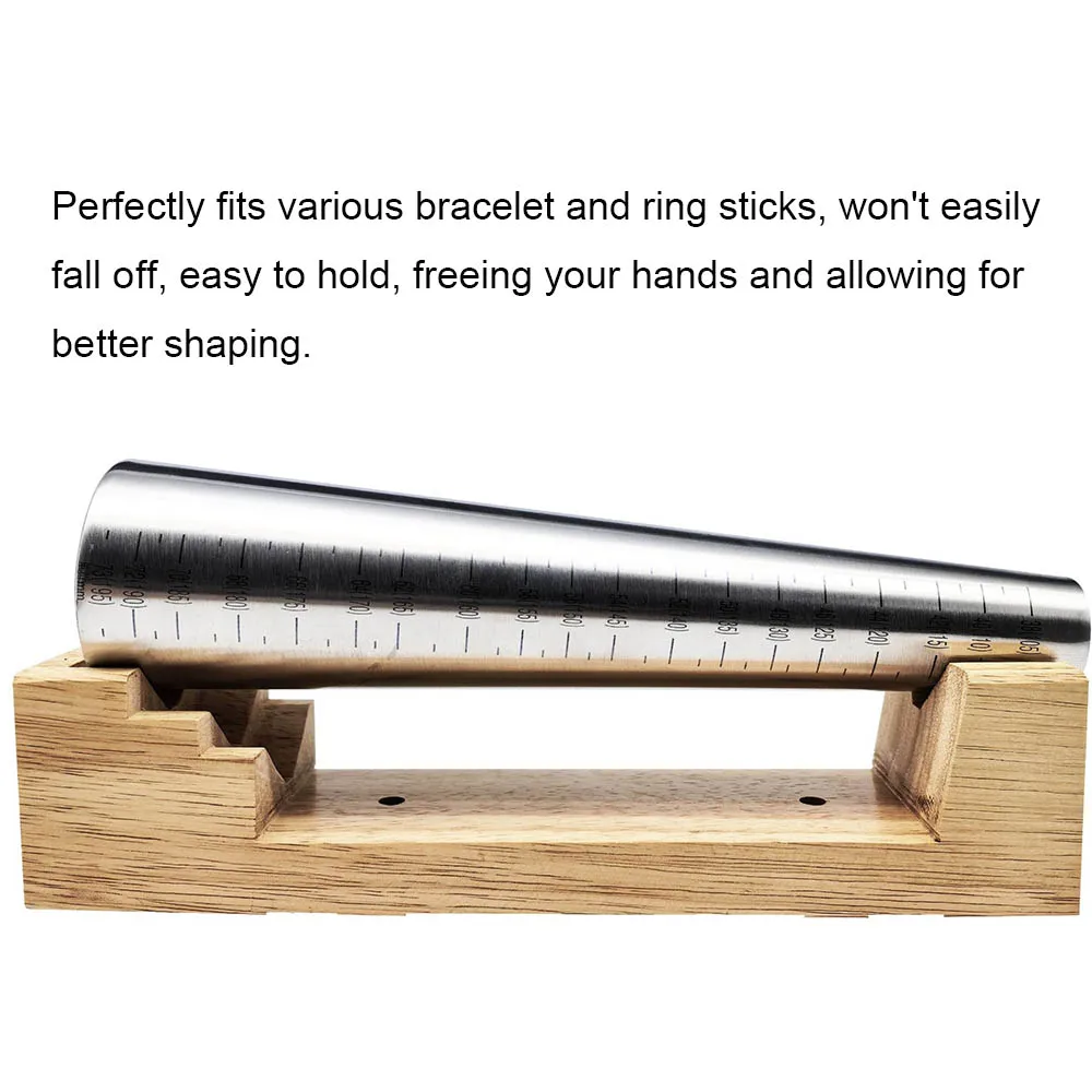 Bracelet and Ring Shaping Assist Stand Bracelet/Ring Mandrel Wooden Shaping Aid Holder for Jewelry DIY Work