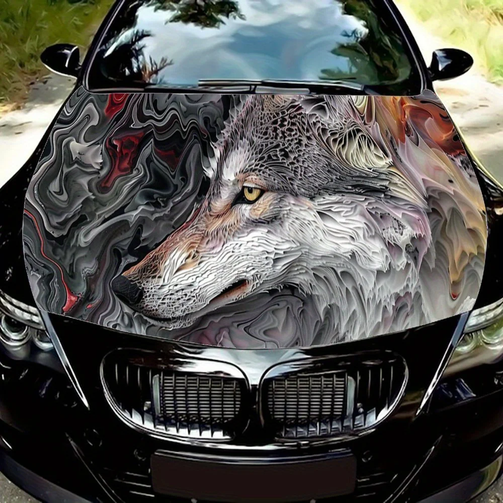 

Animal Wolf Art Abstract Painting Car Hood Wrap Color Vinyl Sticker Truck Graphic Bonnet Auto Accessories Decoration Decal Gift
