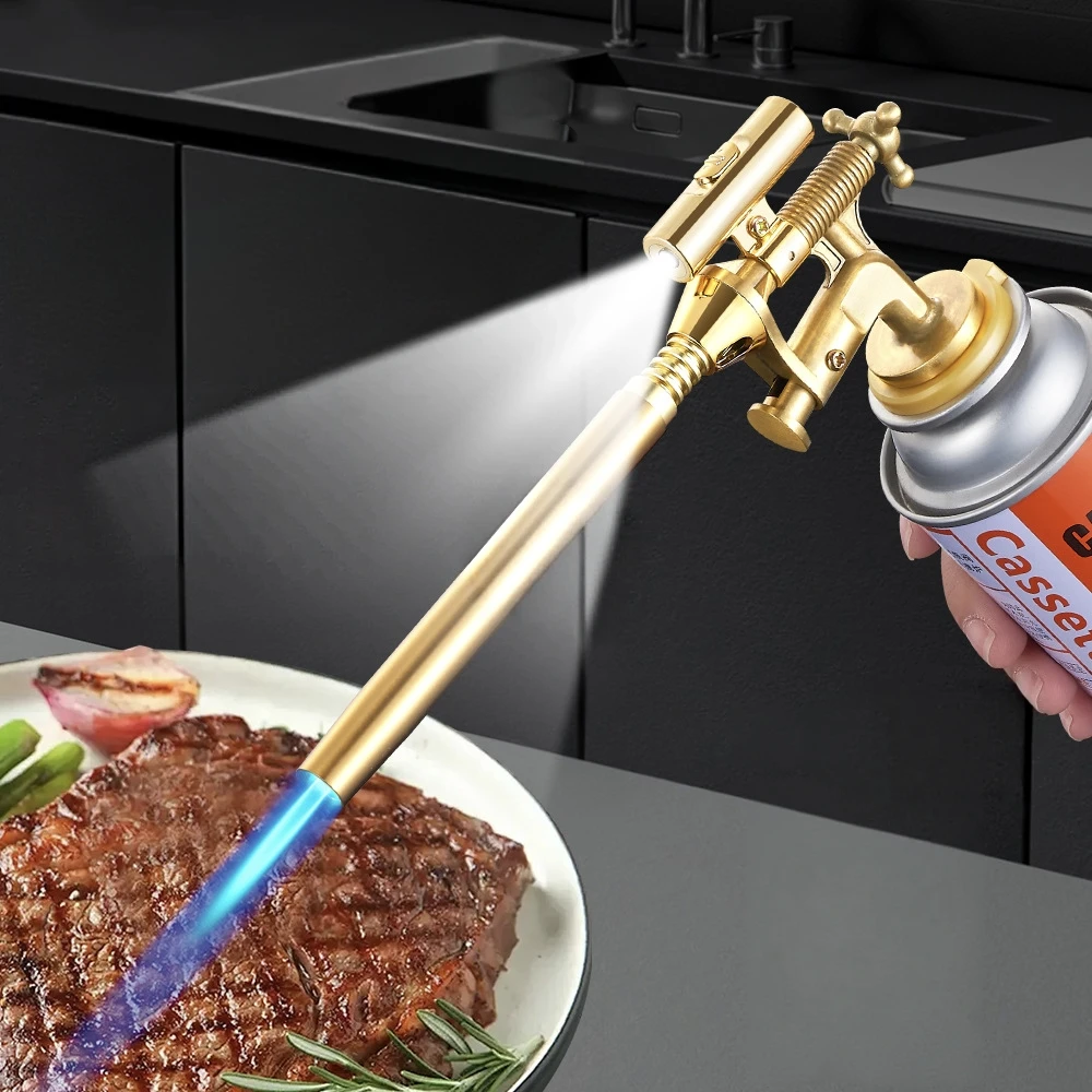 All Metal Welding Gas Torch Nozzle Flame Gun BBQ Camping Outdoor Flamethrower Kitchen Butane Lighter Burner Welding Equipment