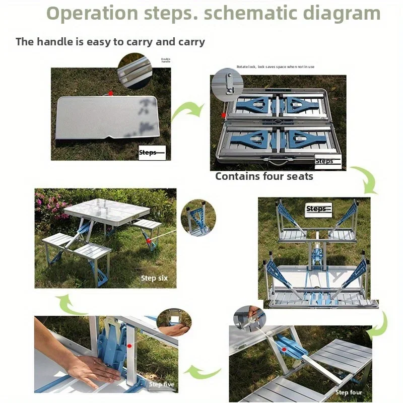 Foldable Table with Chairs for Outdoor Use Camping BBQ Picnic Portable Compact Design No Assembly Required Durable and Sturdy image 4