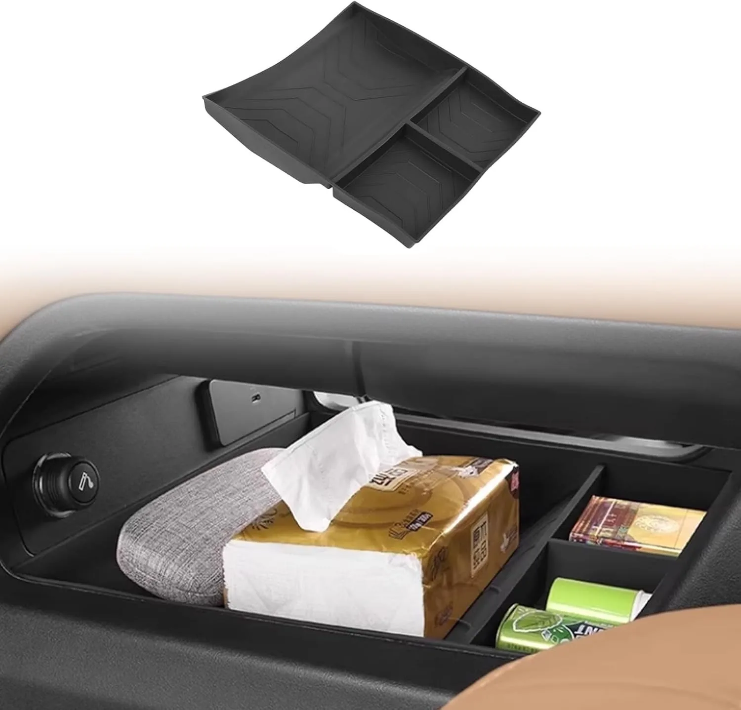 Silicone Lower Center Console Organizer Tray For Land Rover Defender 90/110/130 L663 2025-2026 Silicone Console Storage Box
