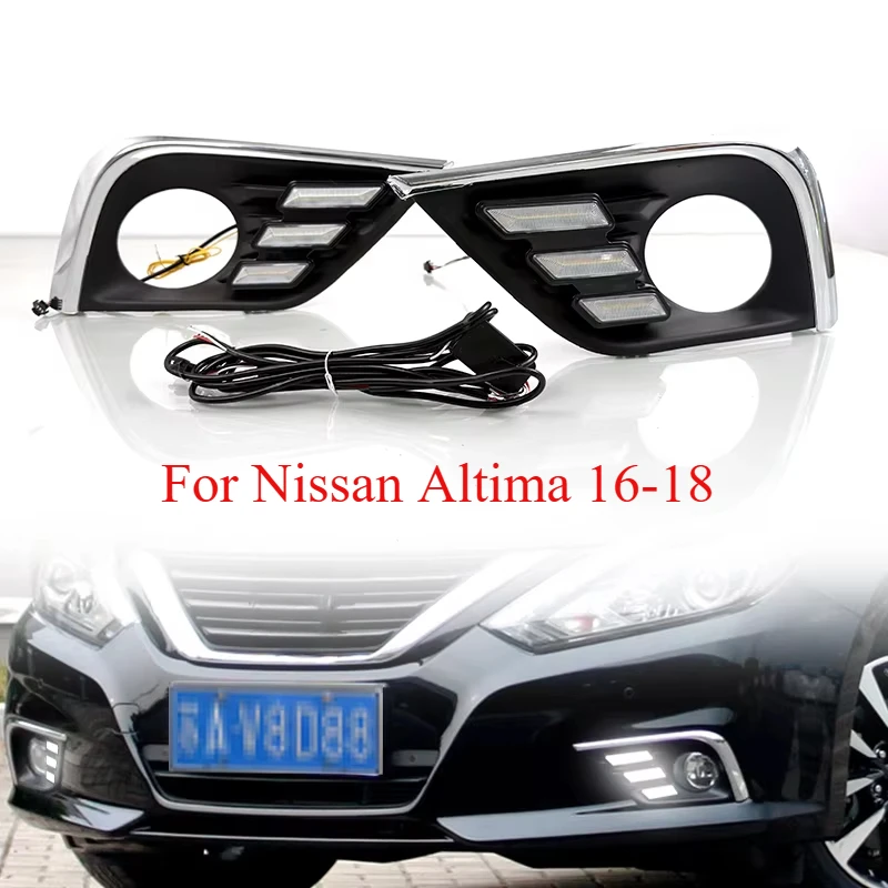 

Для Nissan Altima Teana 2016-2018 светодиодные дневные ходовые модифицированные передние противотуманные фары DRL декоративные фонари с указателем поворота 2 шт.