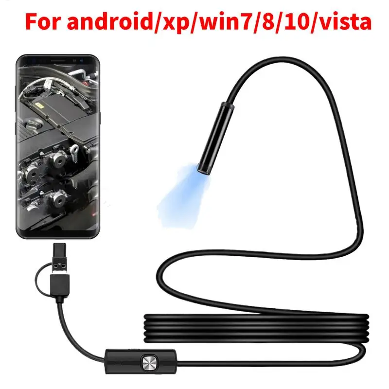 

5.5MM TYPE-C Endoscope Camera 640x480 Waterproof IP67 6 LEDs Adjustable USB Inspection Borescope Cameras Tools for Phone PC