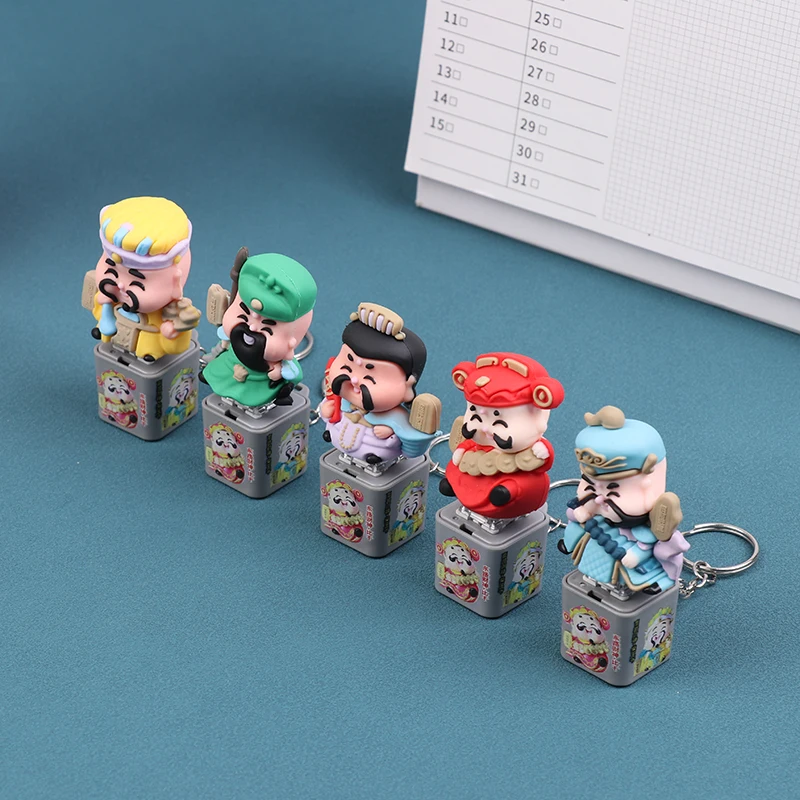 New Cartoon Cute God Of Wealth Merit +1 Anime Cartoon Style With Sound And Light Office Decompression Toy Bag Keychain