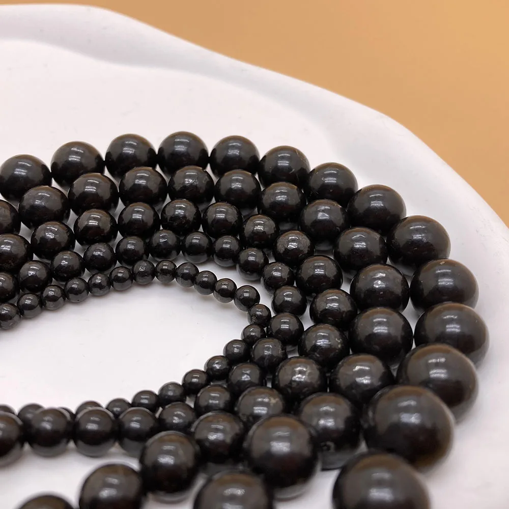 4–12 mm schwarzer russischer Schungit-Rundstein, Schungit-Energie-Edelstein zum Reinigen, DIY, für Männer und Frauen, Chakra-Geschenk – Detail 8