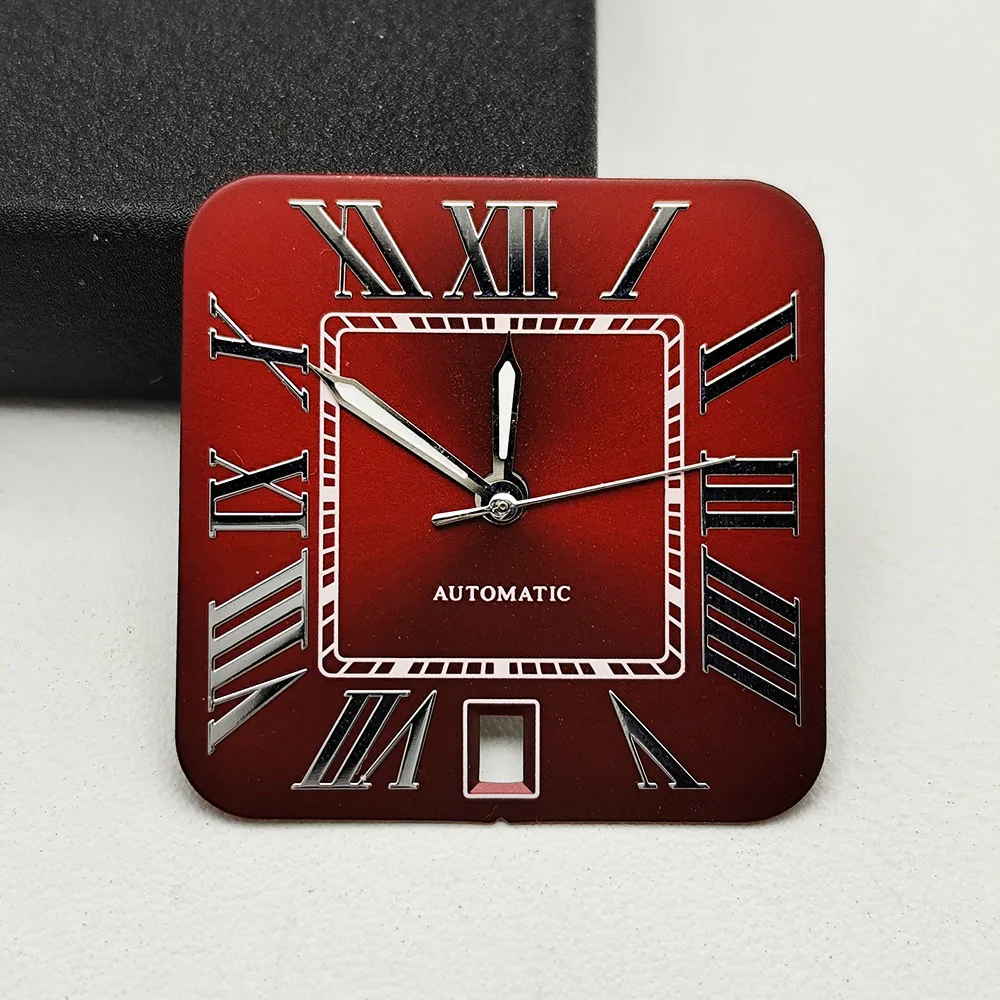 New NH35 wine red dial purple dial custom logo Roman dial men's watch, suitable for NH35 movement watch accessories