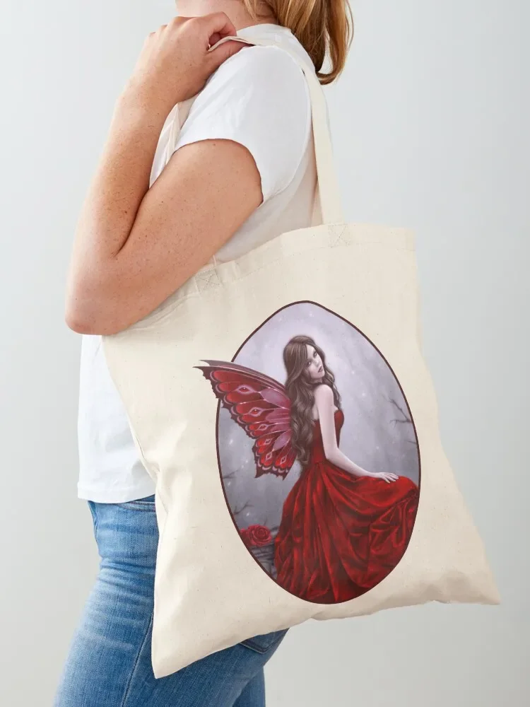 Winter Rose Butterfly Fairy Tote Bag reusable grocery bags hand bags Tote Bag