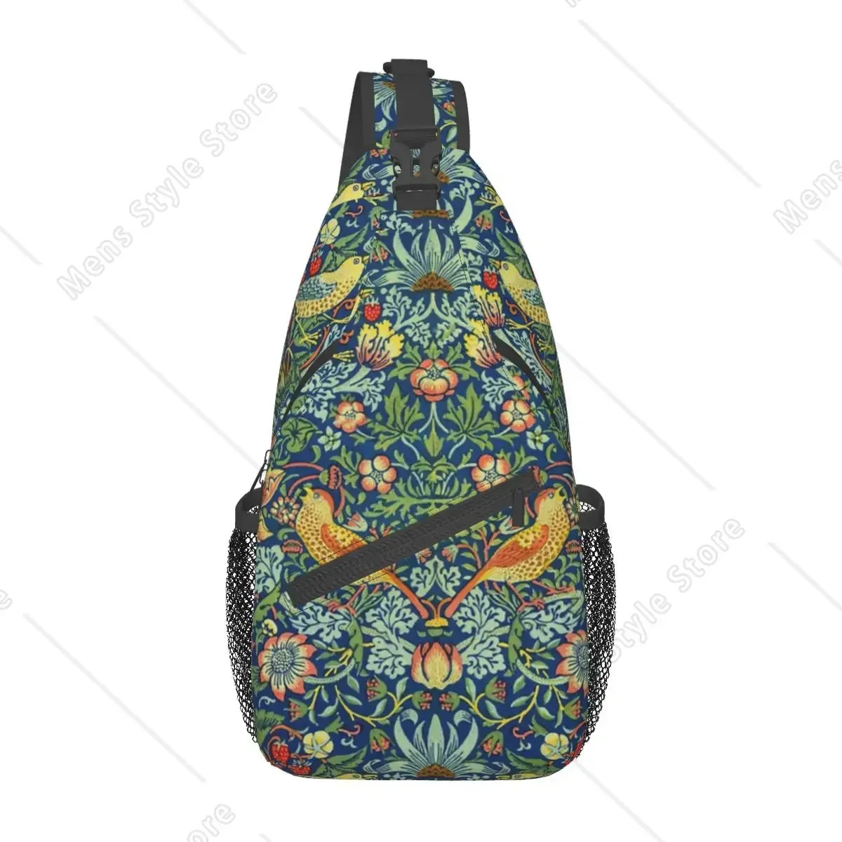 

William Morris Strawberry Crossbody Sling Bags Chest Bag Floral Art Shoulder Backpack Daypack for Hiking Outdoor Cycling Pack