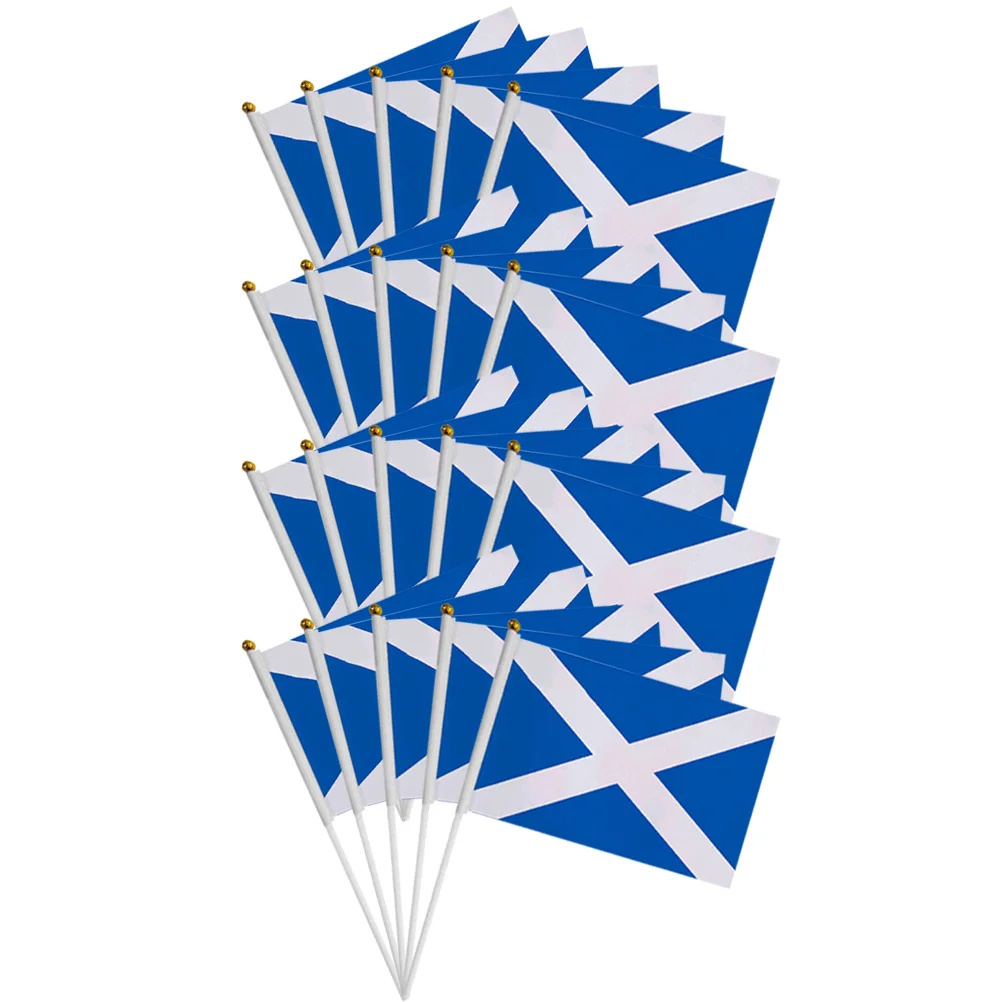 20 Pcs Scotland Waving Flag Handheld Scottish Flags Home Decor Wear-resistant Polyester Decoration