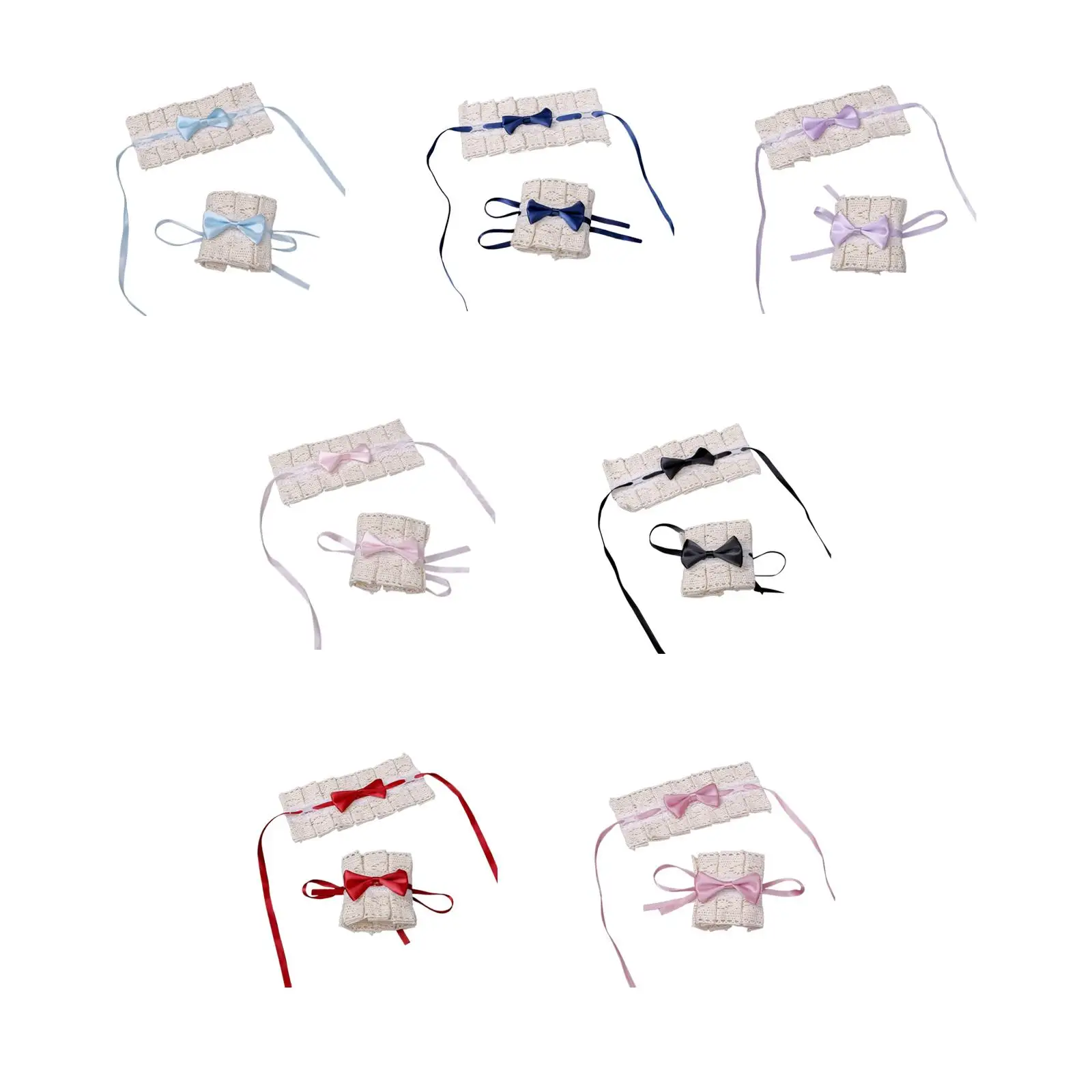 Polsini da polso Lolita Bracciale con finiture in pizzo increspato Bowknot Anime Cameriera Accessori cosplay per donne Ragazze Puntelli per feste Matrimonio