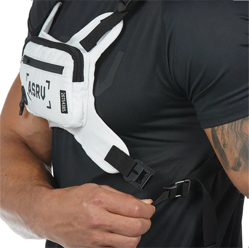 Men's Running Bag Gym Sport Chest Rig Vest Training Waist Pack Hip Hop Streetwear Tactical Phone Holder Fitness Accessories Bags