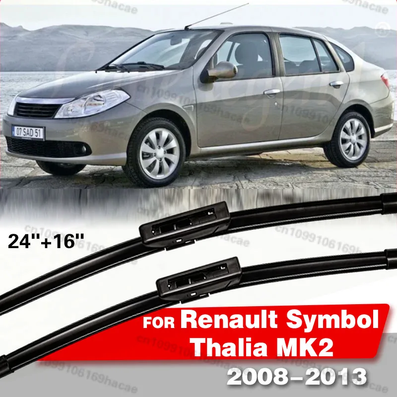 Para Renault Symbol Thalia MK2 2008 - 2013 2012 Escobillas Limpiaparabrisas Delanteras LHD Limpiaparabrisas de Ventana Parabrisas Escobillas para Lluvia 24"+16"