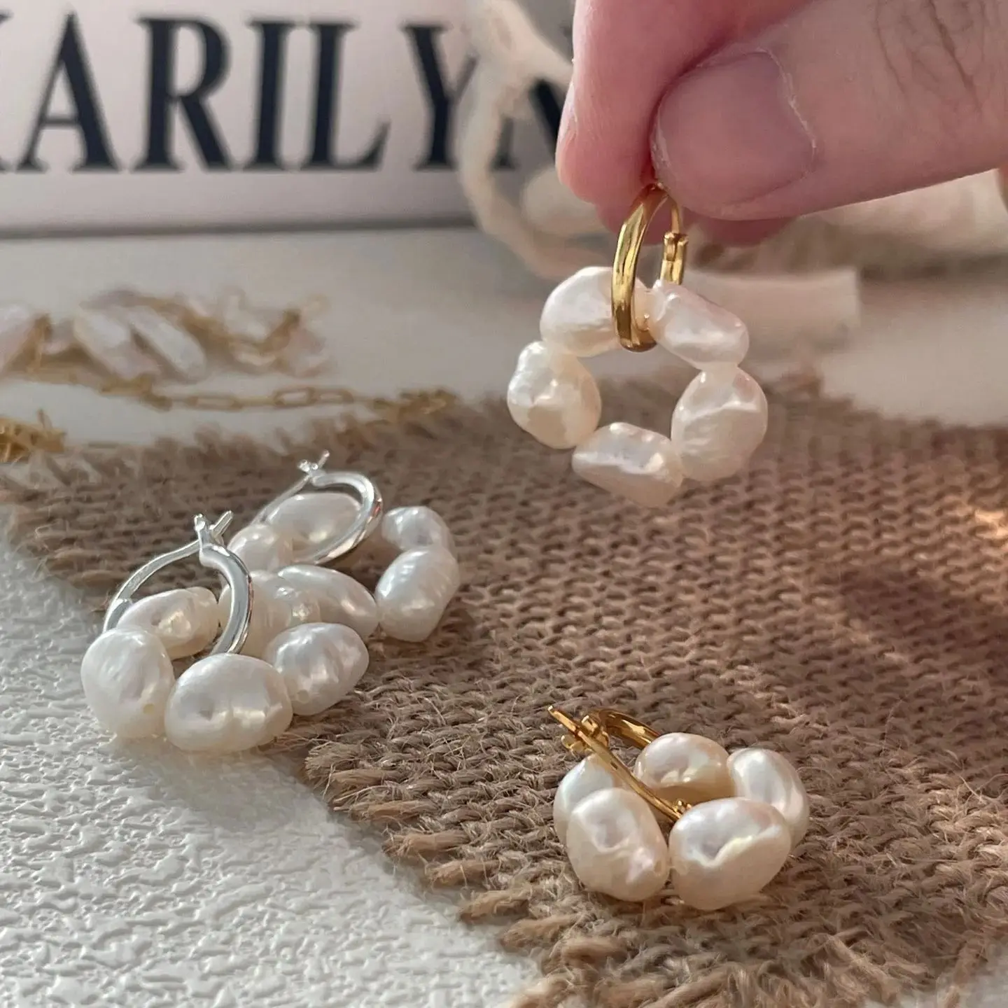 

Серьги с натуральным пресноводным жемчугом неправильной формы в стиле барокко, позолоченные 18 К, шикарные ювелирные изделия с несколькими жемчужными украшениями, рождественский подарок для женщин