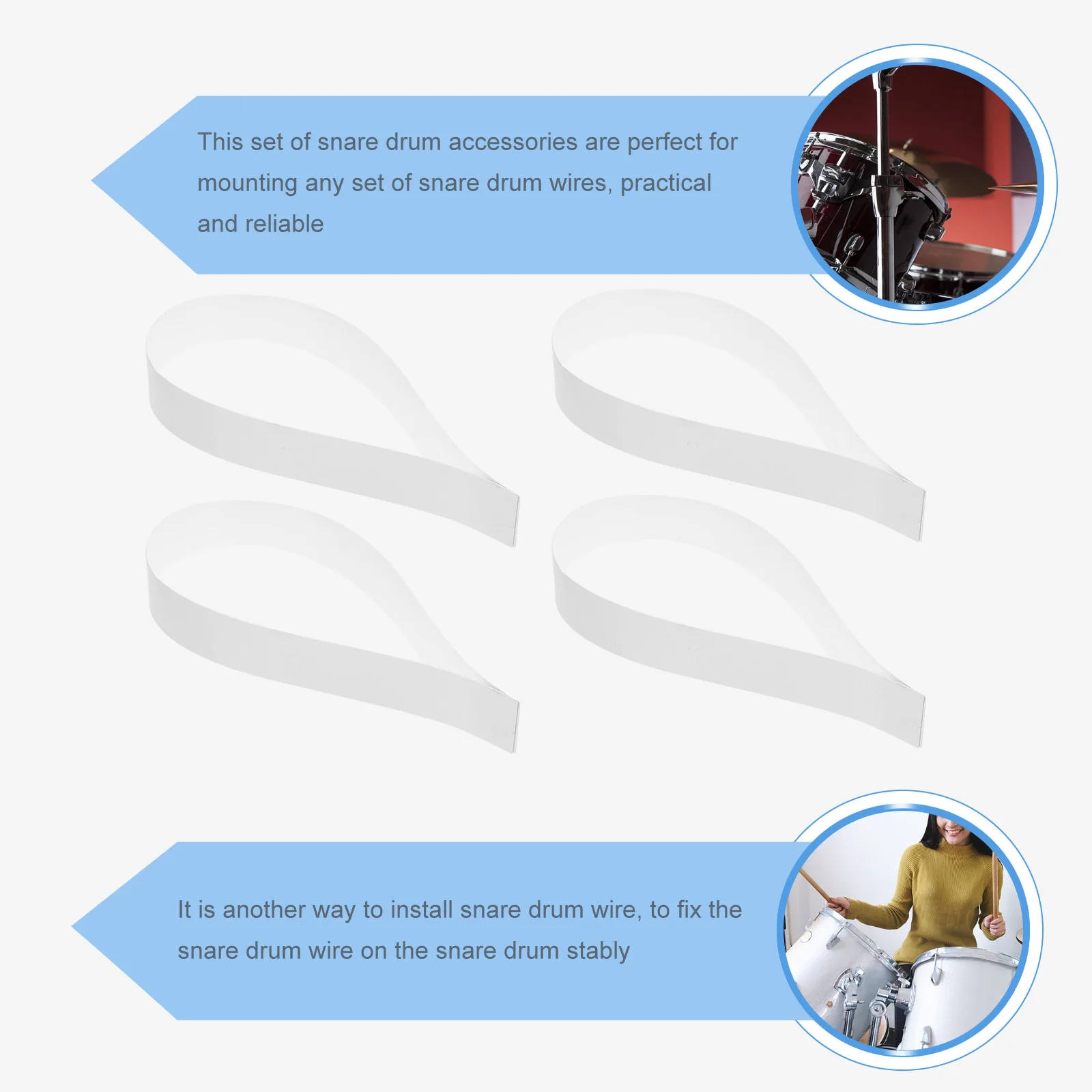Bevestigingsriemen voor snaredrum 6-delige drumdraadhouder bevestigingsgereedschap vervangende accessoireset