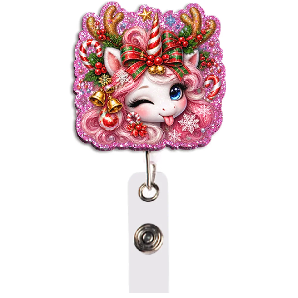 Kawaii Sparkly Unicorn Badge Reel Collection Styles Retractable with Clip for School Office