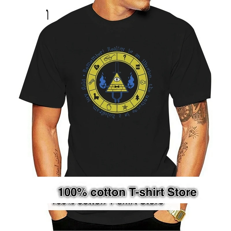 Neu Gravity Fall Bill Cipher Zodiac Wheel Logo T-Shirt S-3XL Cool Casual Tee Shirt