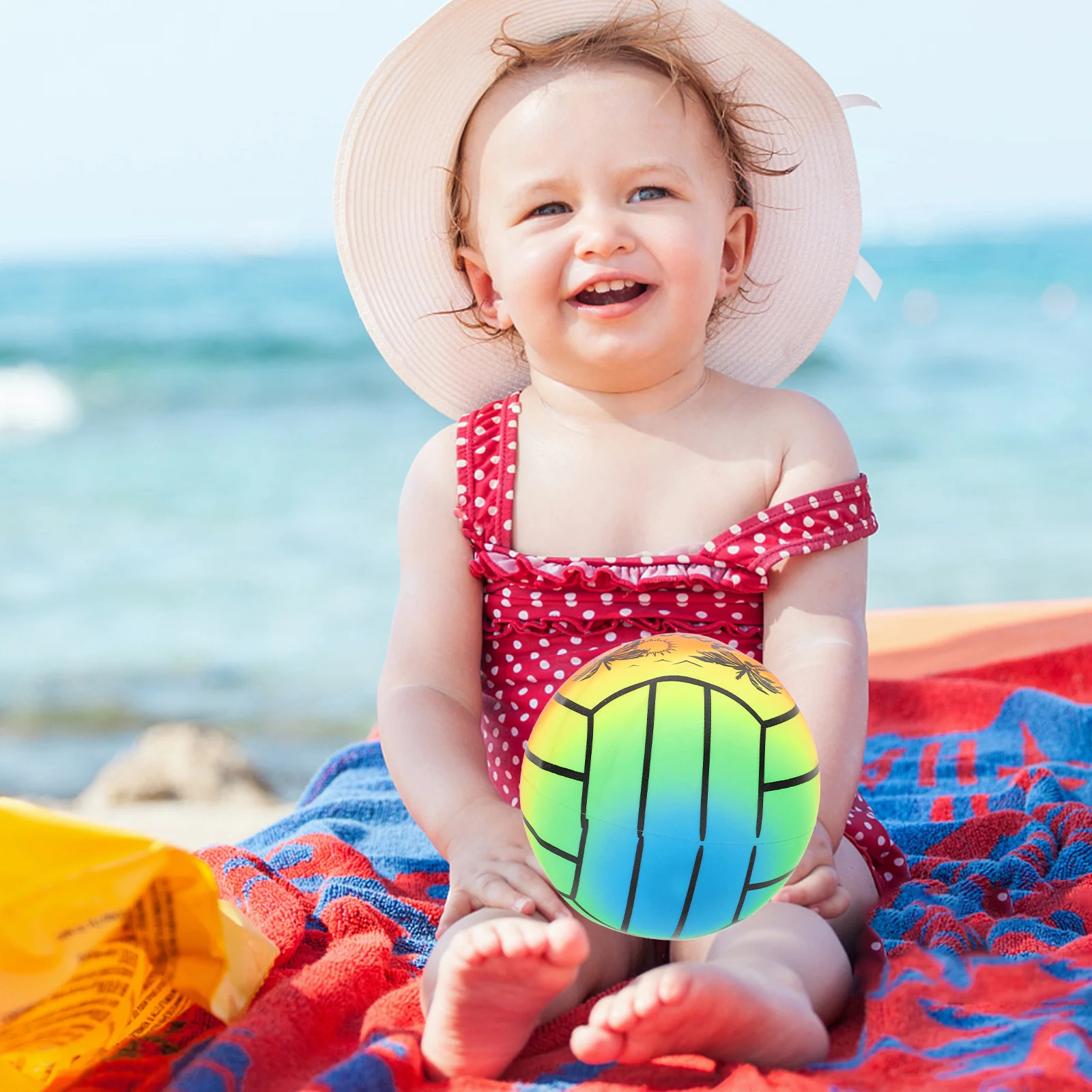 무지개색 풍선 비치볼, 야외 스포츠 여름 놀이용 대형 배구 스타일 풍선 공, 어린이 청소년 놀이용 장난감