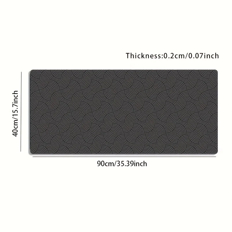 Deep grey base with curved pattern gaming mouse pad, extended anti-slip rubber base, washable, suitable for home use