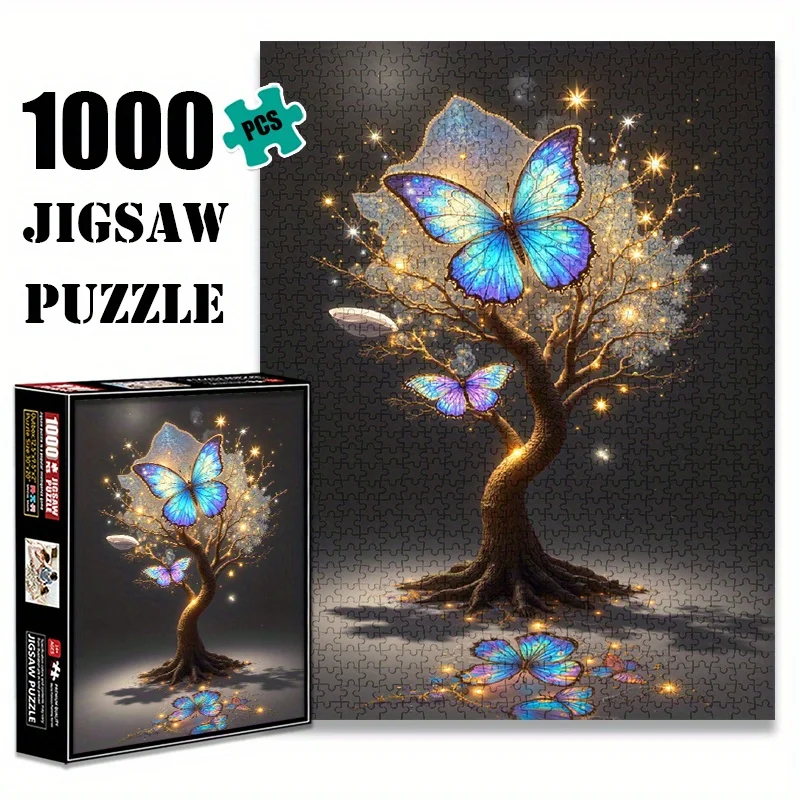蝶の木の紙パズル 1000ピース 大型パズルおもちゃ 大人向けゲーム ギフト 家族向けインタラクティブゲーム パズル 装飾的な脳トレ