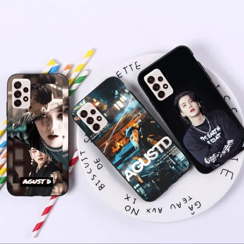 Agust D Tour Suga Rapper Phone Case for Samsung A91 A81 A73 A72 A71 A30S A20 A12 A13 A52 A53 4G 5G Black Soft Phone Cover