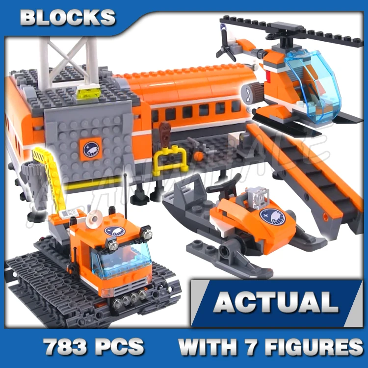 

783 шт., городская арктическая база, лагерь, ледобуры, хаски, сани, команда, снежный скутер, вертолет 10996, строительные блоки, игрушки, совместимые с моделью