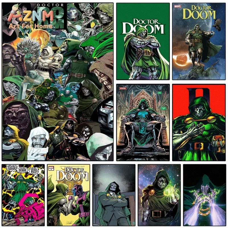 Green Cover Doctor Doom Superhero Comic Canvas Wall Art No Frame Character Print Poster for Living Room Bedroom Home WalArt Gift