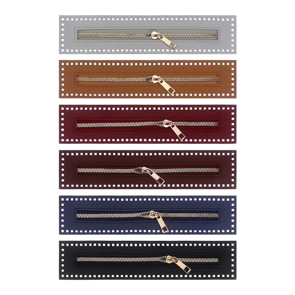 6-teiliges Set mit Reißverschlüssen aus gewebtem PU-Kunstleder mit Litchi-Textur, geeignet für Handtaschen, Jacken, Rucksäcke, DIY-Geldbörsenherstellung