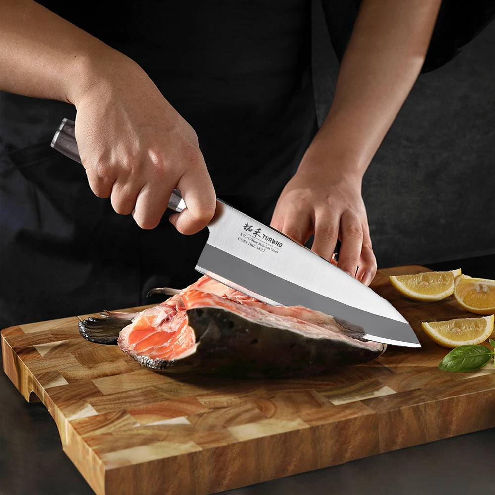 TURWHO Japanese Sashimi Knife Deba Salmon Sushi Filleting Kitchen Knives Yanagiba Fish Head Cleaver Chef Knives Kitchen Tools