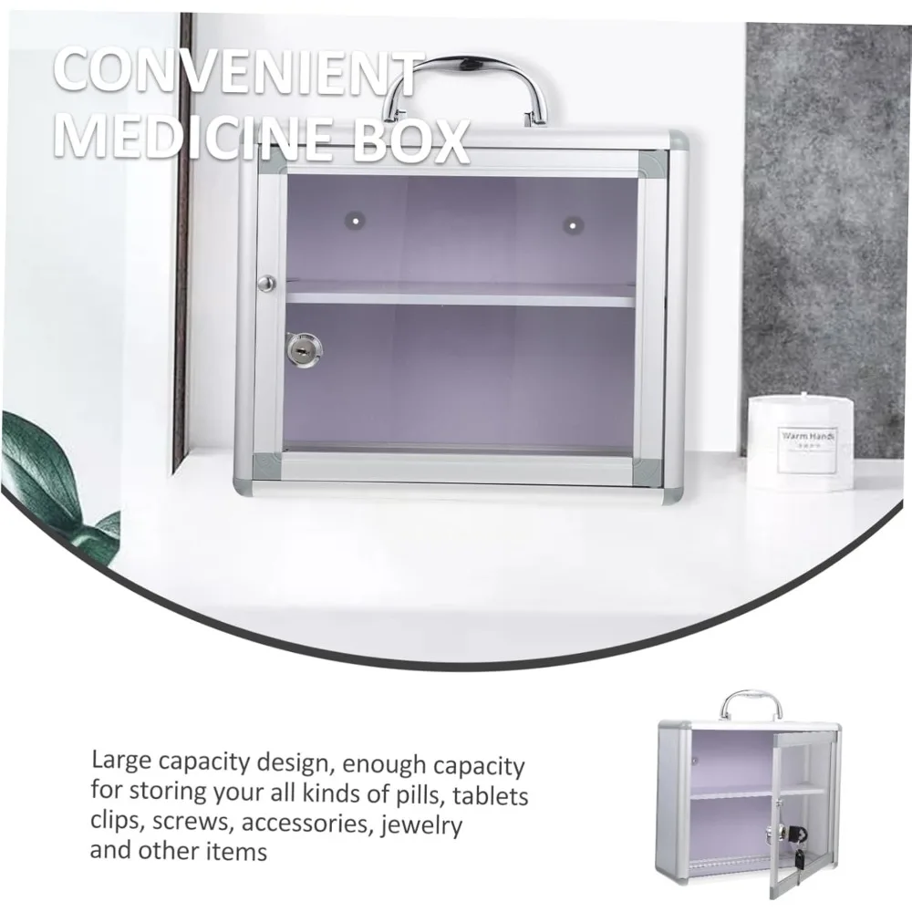 حقيبة تخزين طبية متعددة الطبقات قابلة للقفل مثبتة على الحائط لتنظيم الإسعافات الأولية والأدوية المنزلية #3