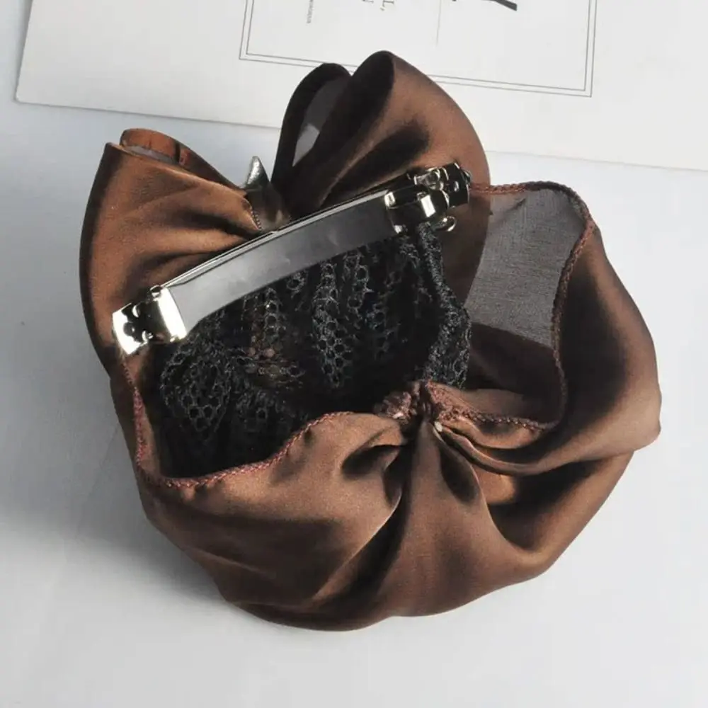 

Vintage Sweet Ruffled Edges Hair Net Star Korean Style Bow Snood Ponytail Clip Headwear Women Spring Clip For Girls