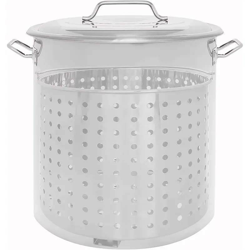 24 Quart Stainless Steel Stock Pot with Steamer Insert for Boiling and Steaming Soup