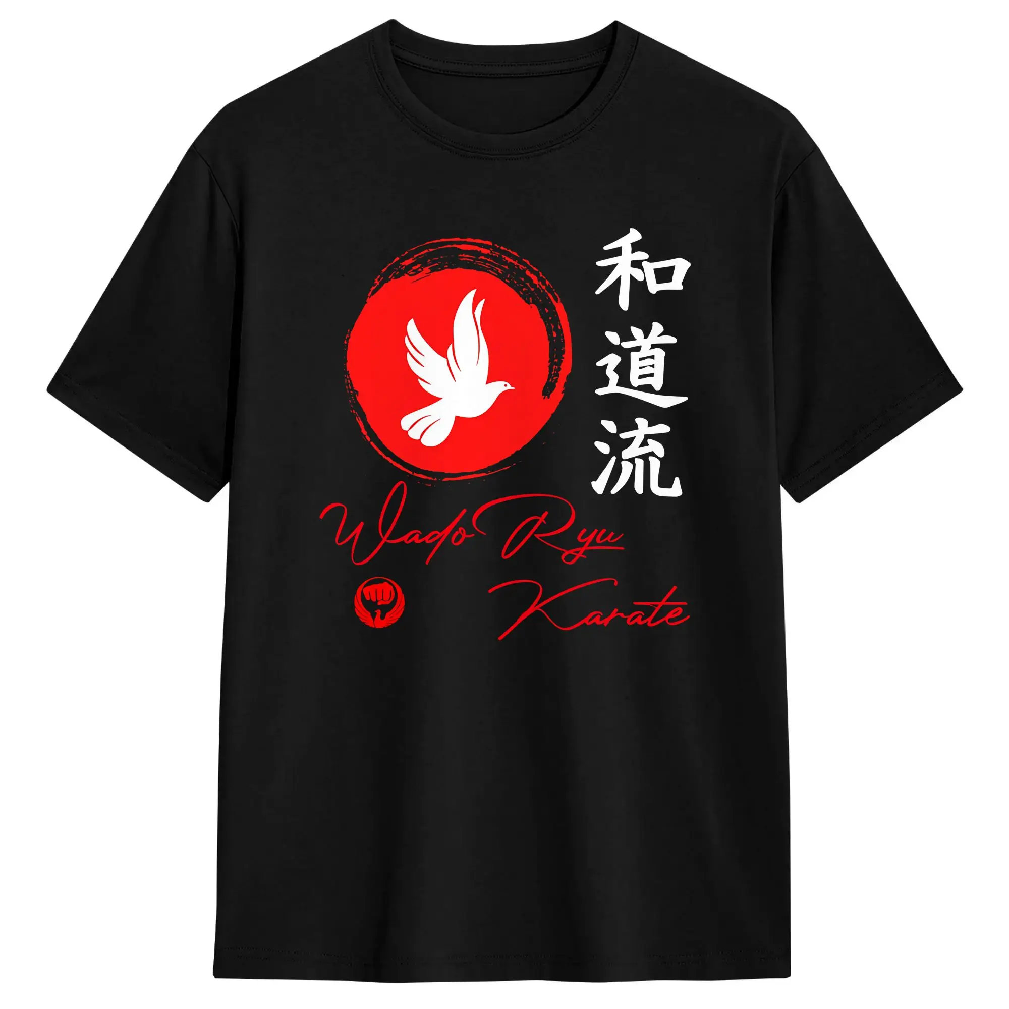 Vintage Wado Ryu Karate Dove T-Shirts Men Crew Neck Pure Cotton T Shirts  Short Sleeve Tees Gift Idea Clothing