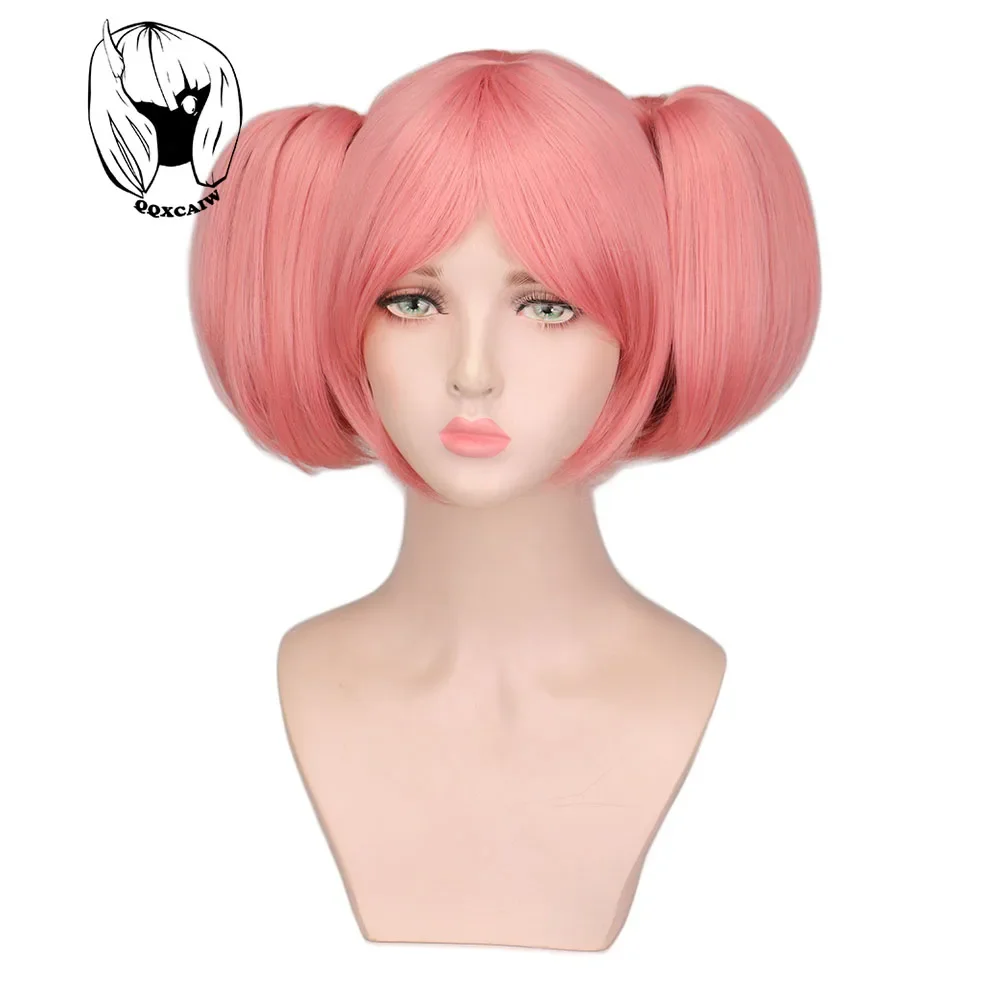 

QQ AI Madoka Kaname Косплей Парики Розовые Короткие 2-х клипсы Ponytails Puella Magi Madoka Magica Парик из синтетических волос Термостойкие парики