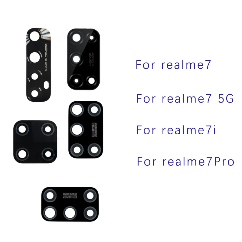 Lente de Cristal de cámara trasera para OPPO Realme, 7, 7Pro, 7i, 7, 5G, piezas de repuesto con pegatina