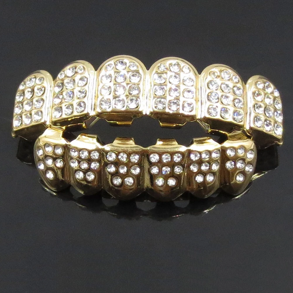 

Gold Braces Teeth Accessorie Rhinestones Shiny Decoration Supplies Tooth Socket
