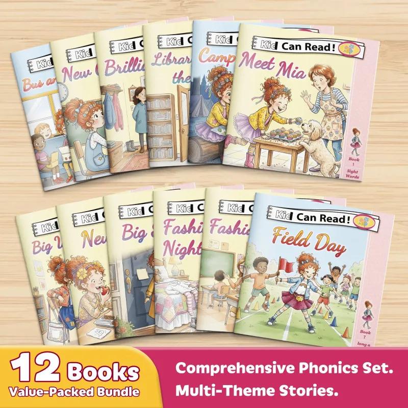 Kid Can Read! 12-Book Early Reader Phonics & Sight Words Set, Short Stories with Warm Illustrations, Builds Reading Confidence