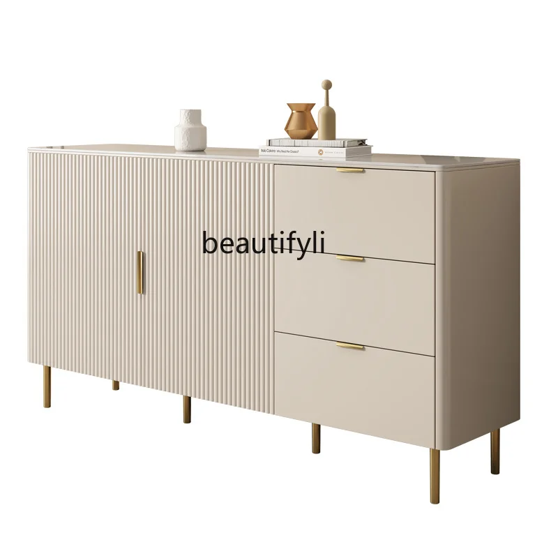 

Light Luxury Stone Plate Sideboard Cabinet High-End Home Modern Minimalist Restaurant Paint Locker Wall Entrance Cabinet